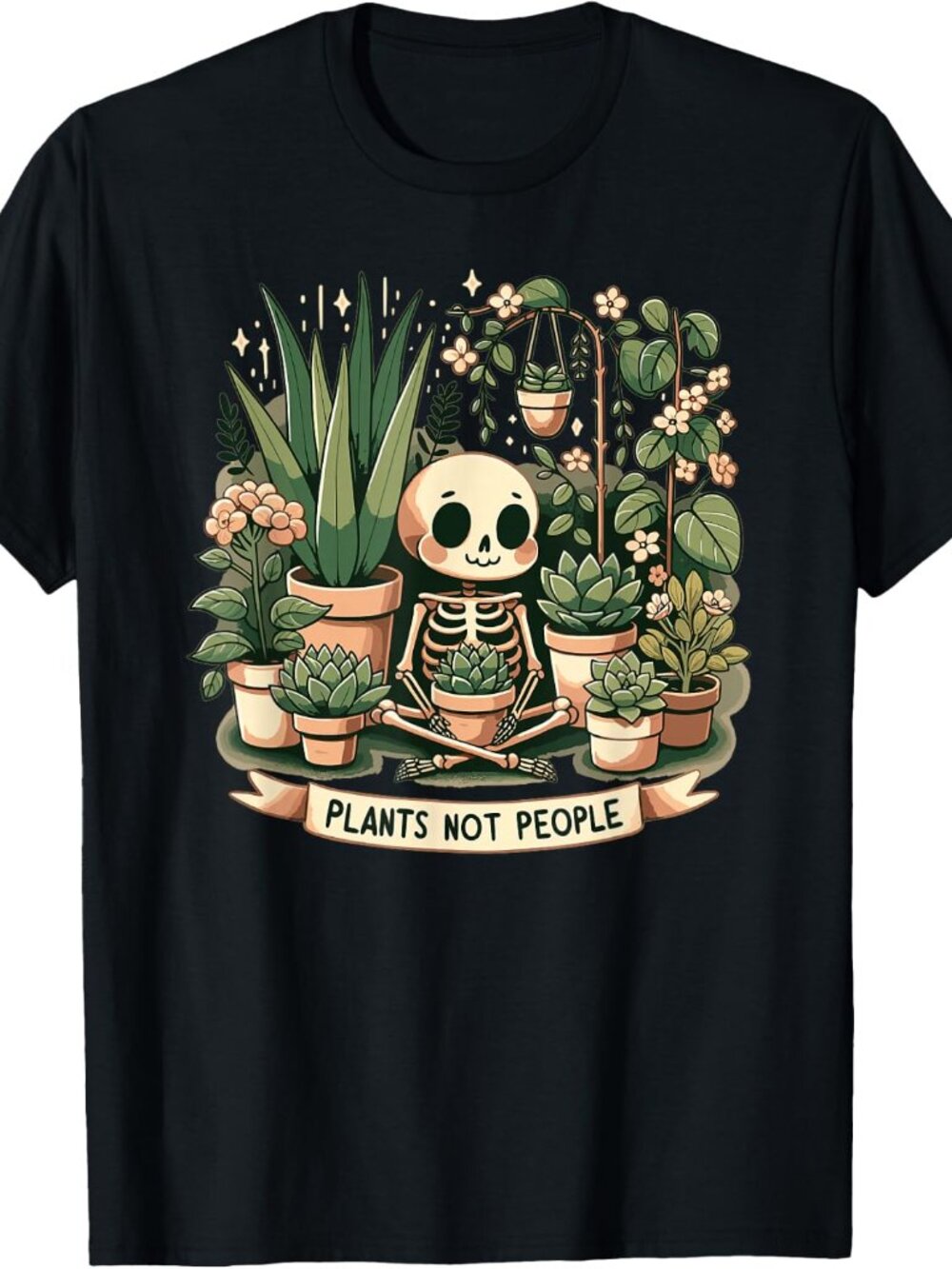 Plant Lover Skeleton Design - Plants Not People T-Shirt